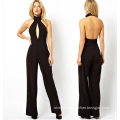 Black Cut-out Open Back Sexy Women Chiffon Jumpsuite